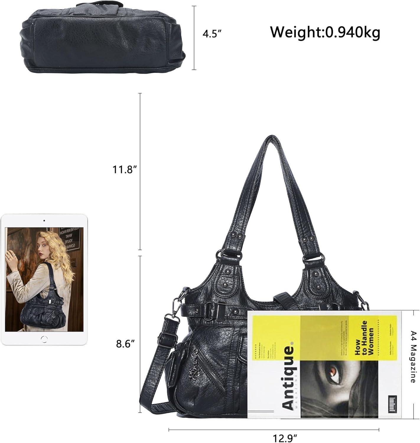 imageAngel Kiss Purses for Women Shoulder Bag Soft Hobo Bags for WomenBlack