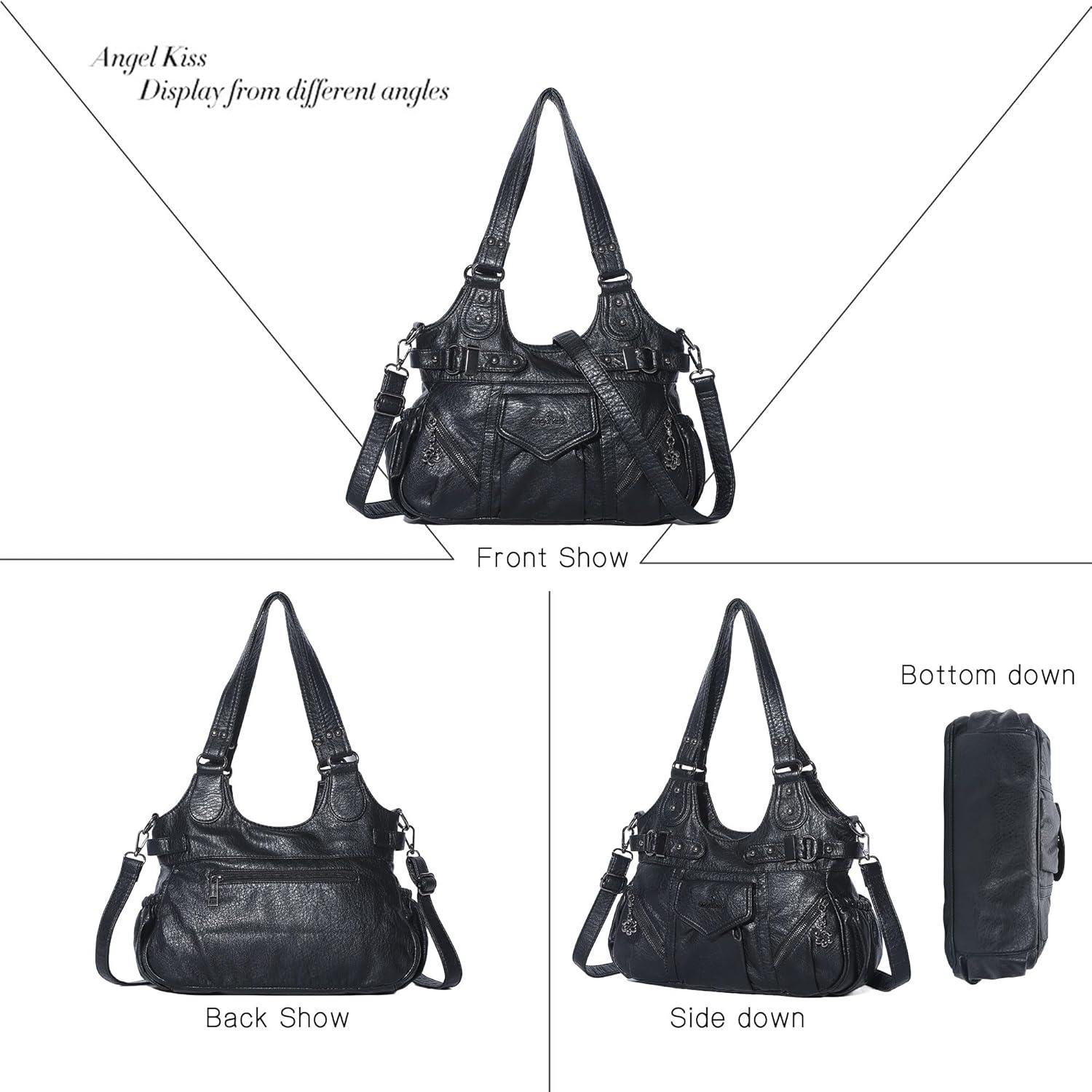 imageAngel Kiss Purses for Women Shoulder Bag Soft Hobo Bags for WomenBlack