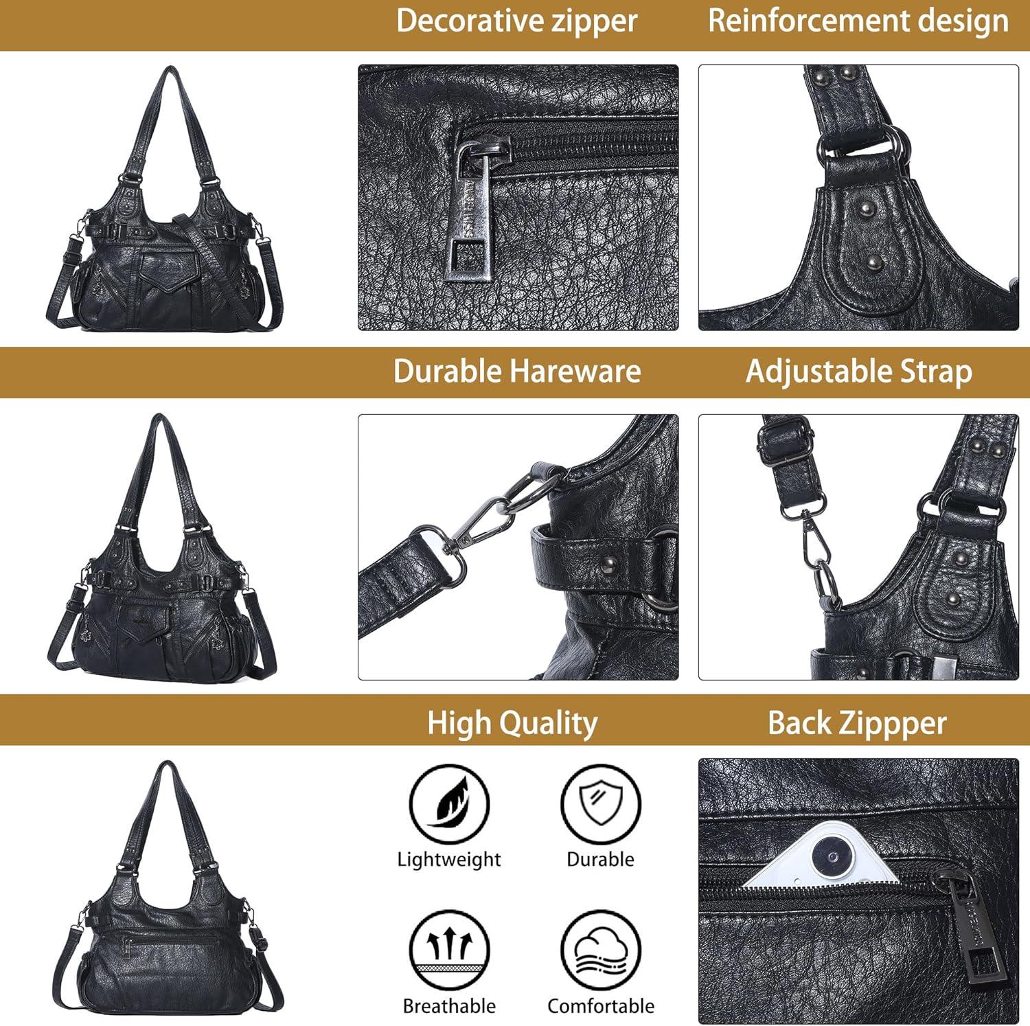 imageAngel Kiss Purses for Women Shoulder Bag Soft Hobo Bags for WomenBlack