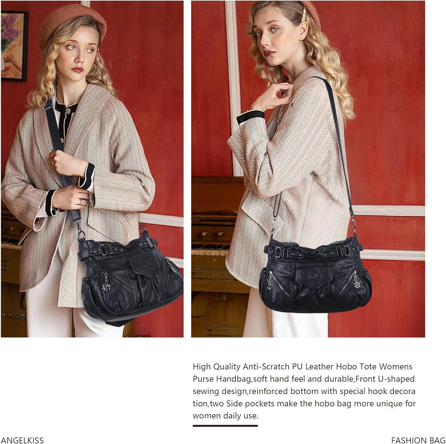 imageAngel Kiss Purses for Women Shoulder Bag Soft Hobo Bags for WomenBlack