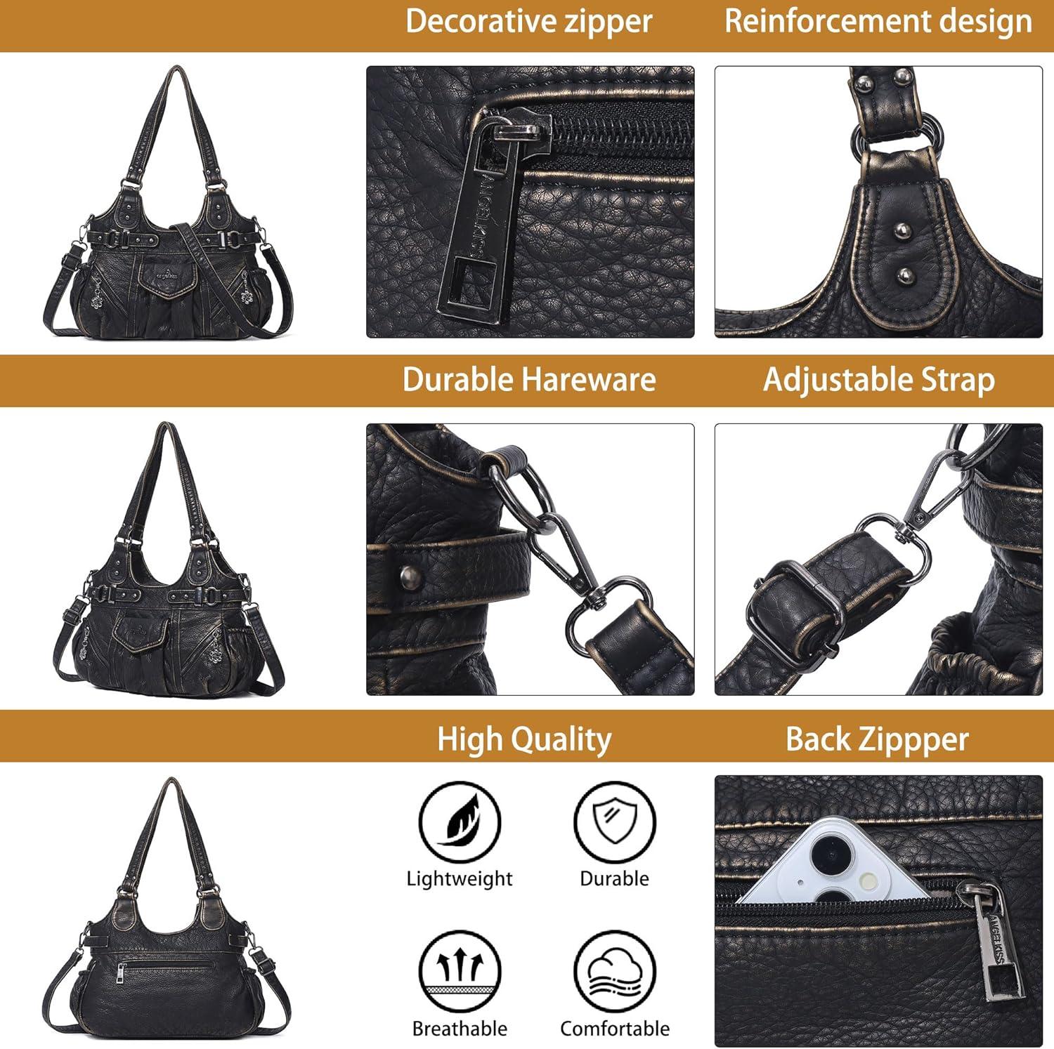 imageAngel Kiss Purses for Women Shoulder Bag Soft Hobo Bags for WomenBronze