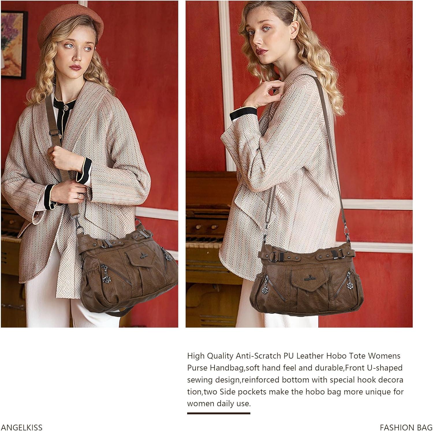 imageAngel Kiss Purses for Women Shoulder Bag Soft Hobo Bags for WomenBrown