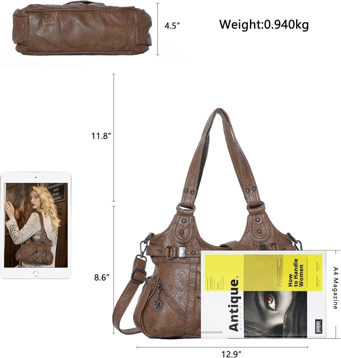 imageAngel Kiss Purses for Women Shoulder Bag Soft Hobo Bags for WomenBrown