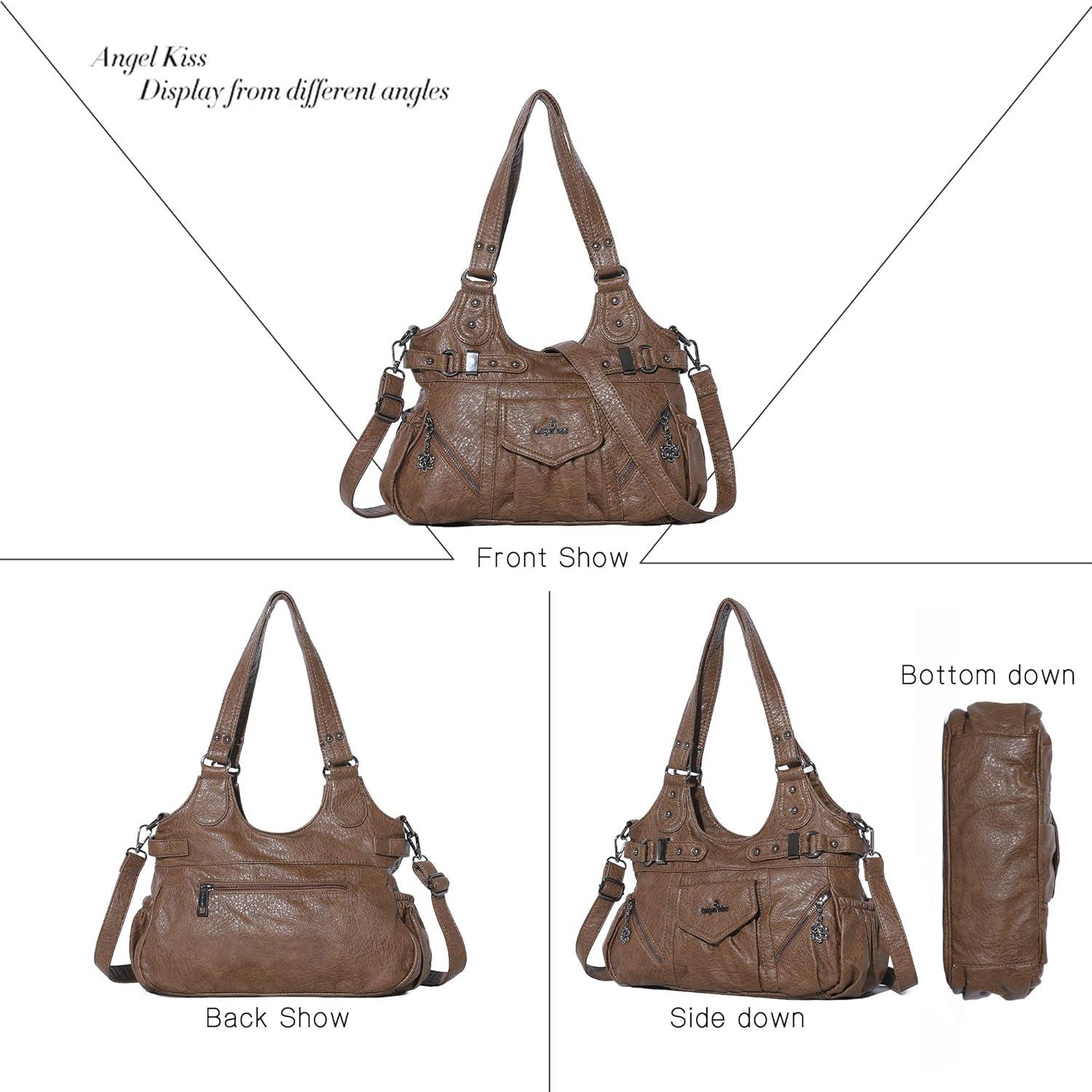 imageAngel Kiss Purses for Women Shoulder Bag Soft Hobo Bags for WomenBrown