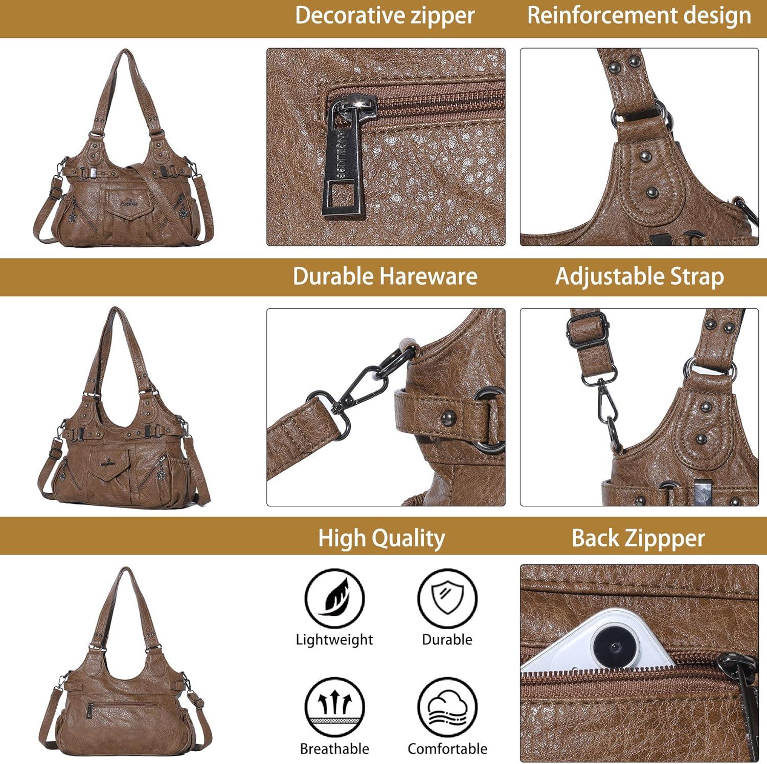 imageAngel Kiss Purses for Women Shoulder Bag Soft Hobo Bags for WomenBrown