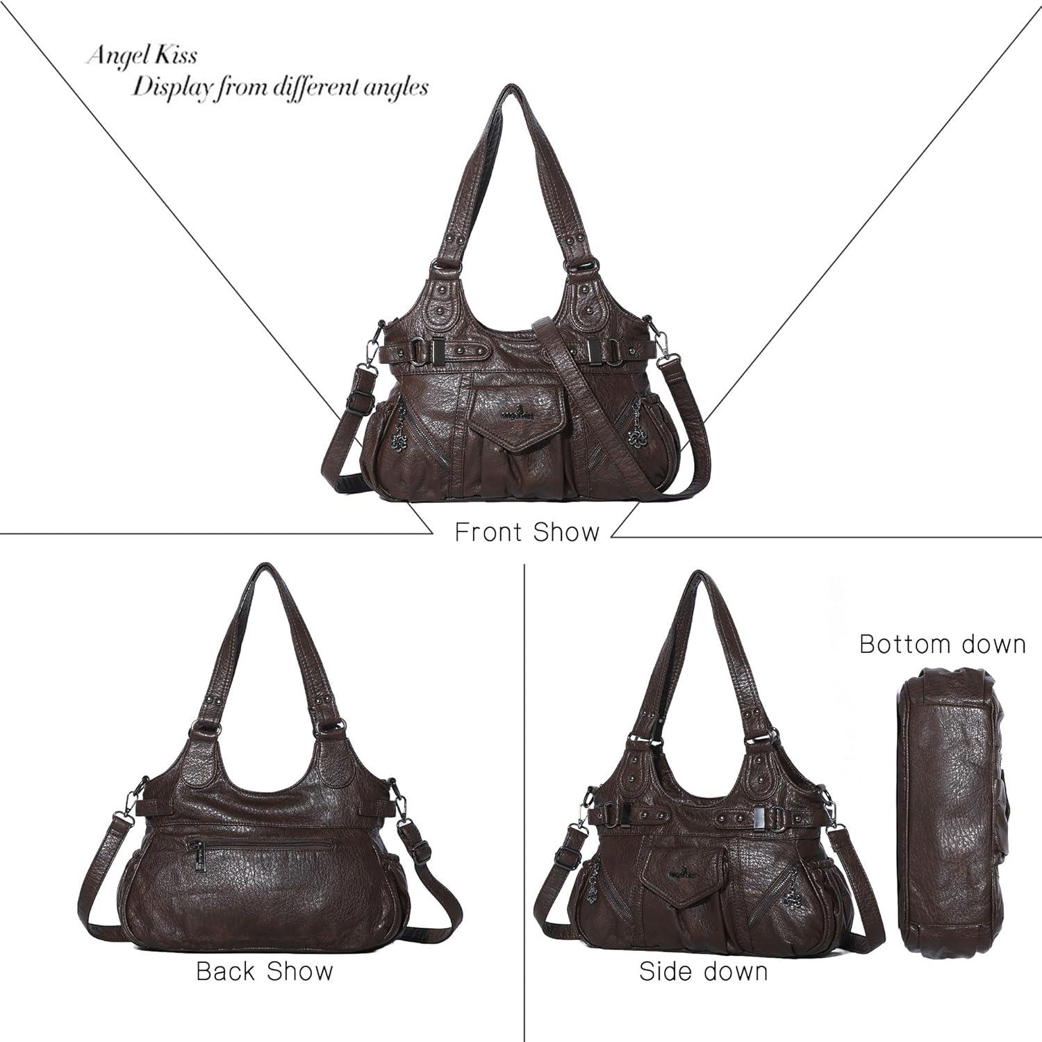 imageAngel Kiss Purses for Women Shoulder Bag Soft Hobo Bags for WomenCoffee