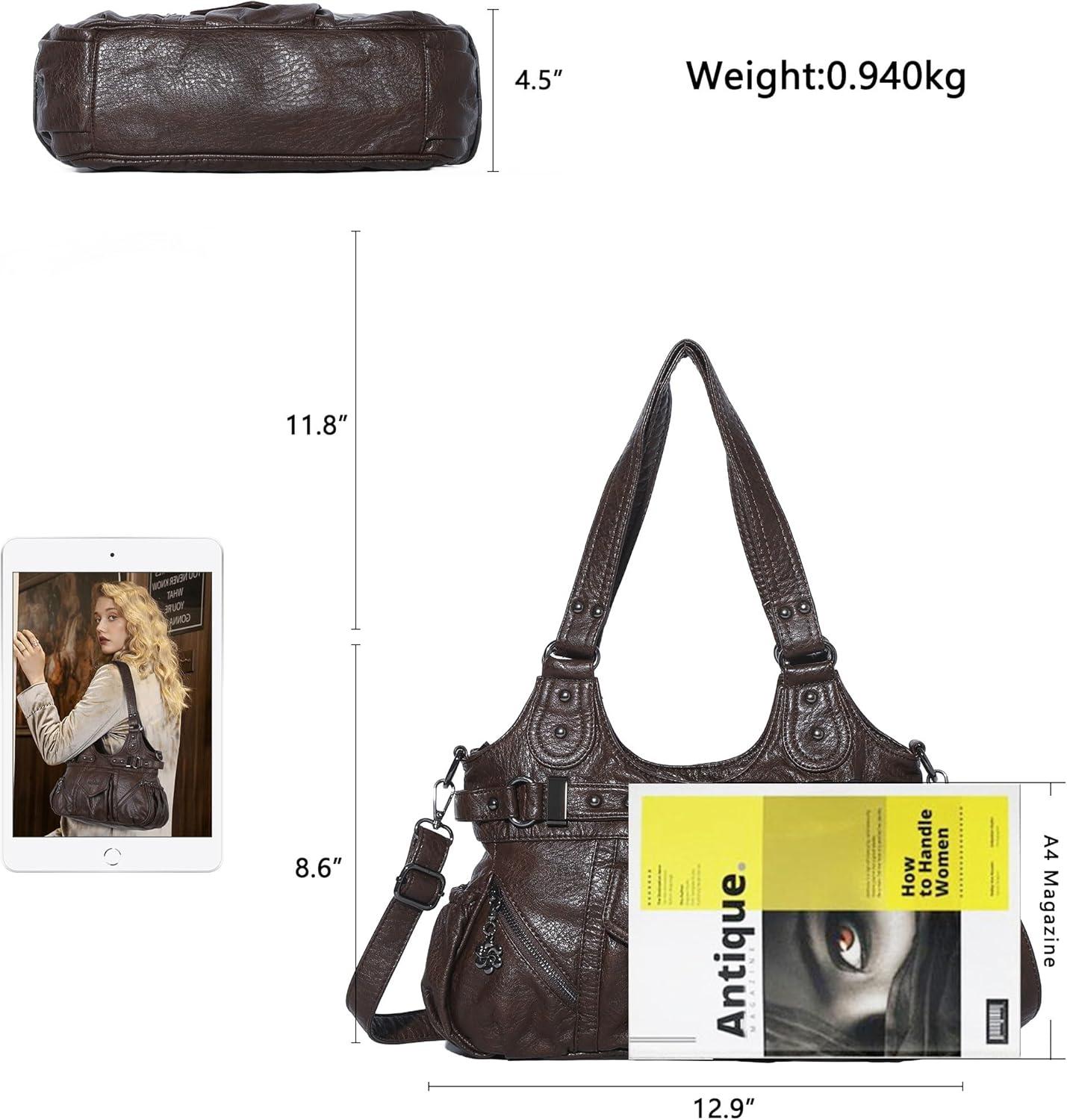 imageAngel Kiss Purses for Women Shoulder Bag Soft Hobo Bags for WomenCoffee