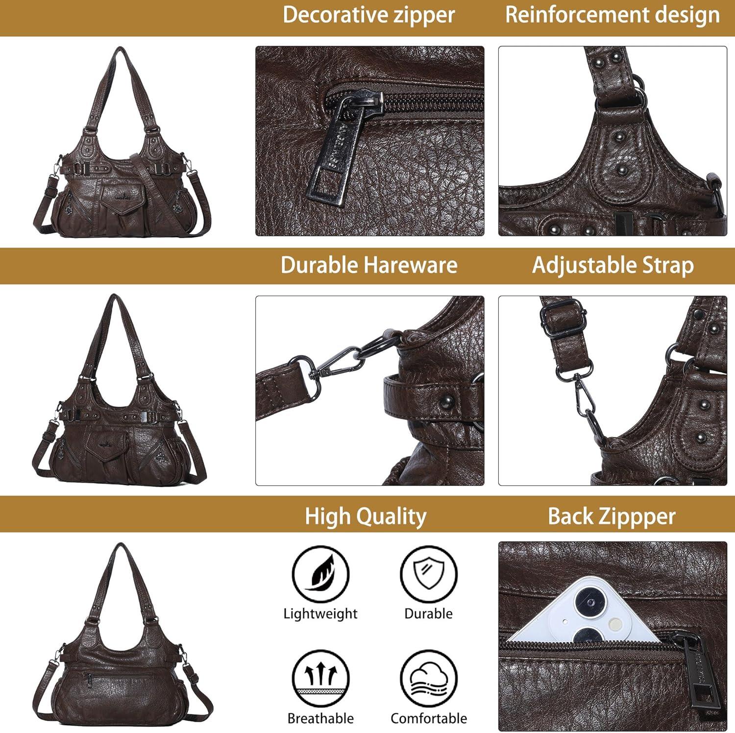 imageAngel Kiss Purses for Women Shoulder Bag Soft Hobo Bags for WomenCoffee