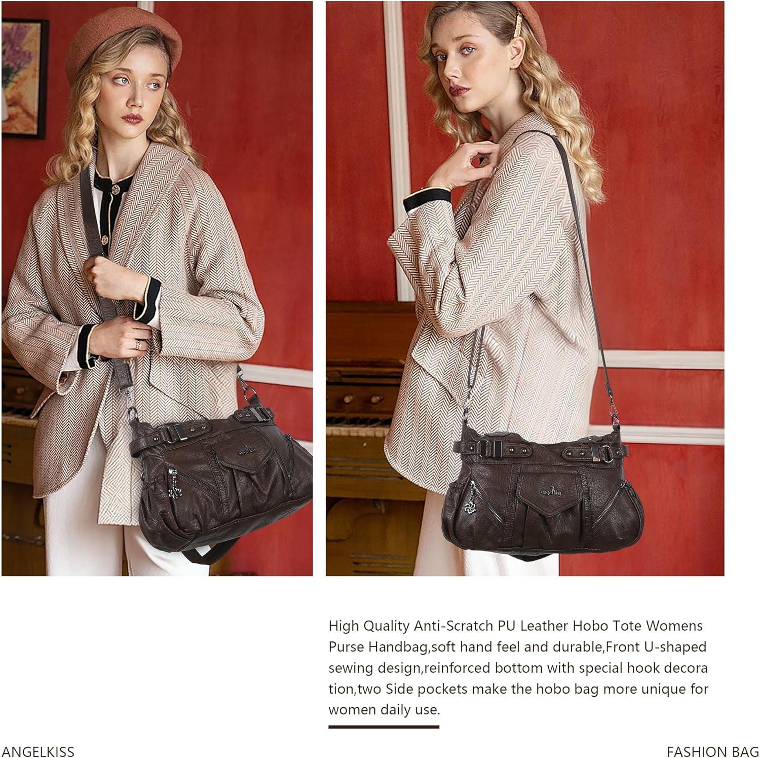 imageAngel Kiss Purses for Women Shoulder Bag Soft Hobo Bags for WomenCoffee