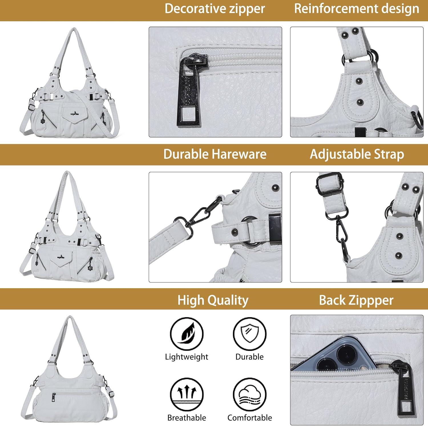 imageAngel Kiss Purses for Women Shoulder Bag Soft Hobo Bags for WomenWhite