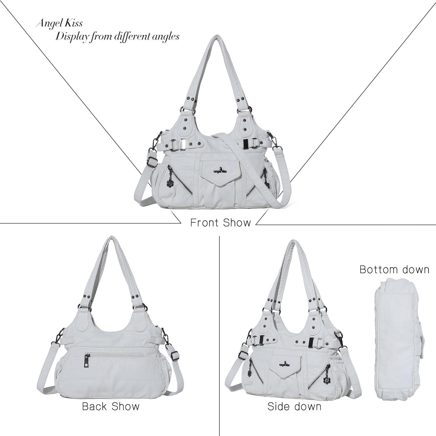 imageAngel Kiss Purses for Women Shoulder Bag Soft Hobo Bags for WomenWhite