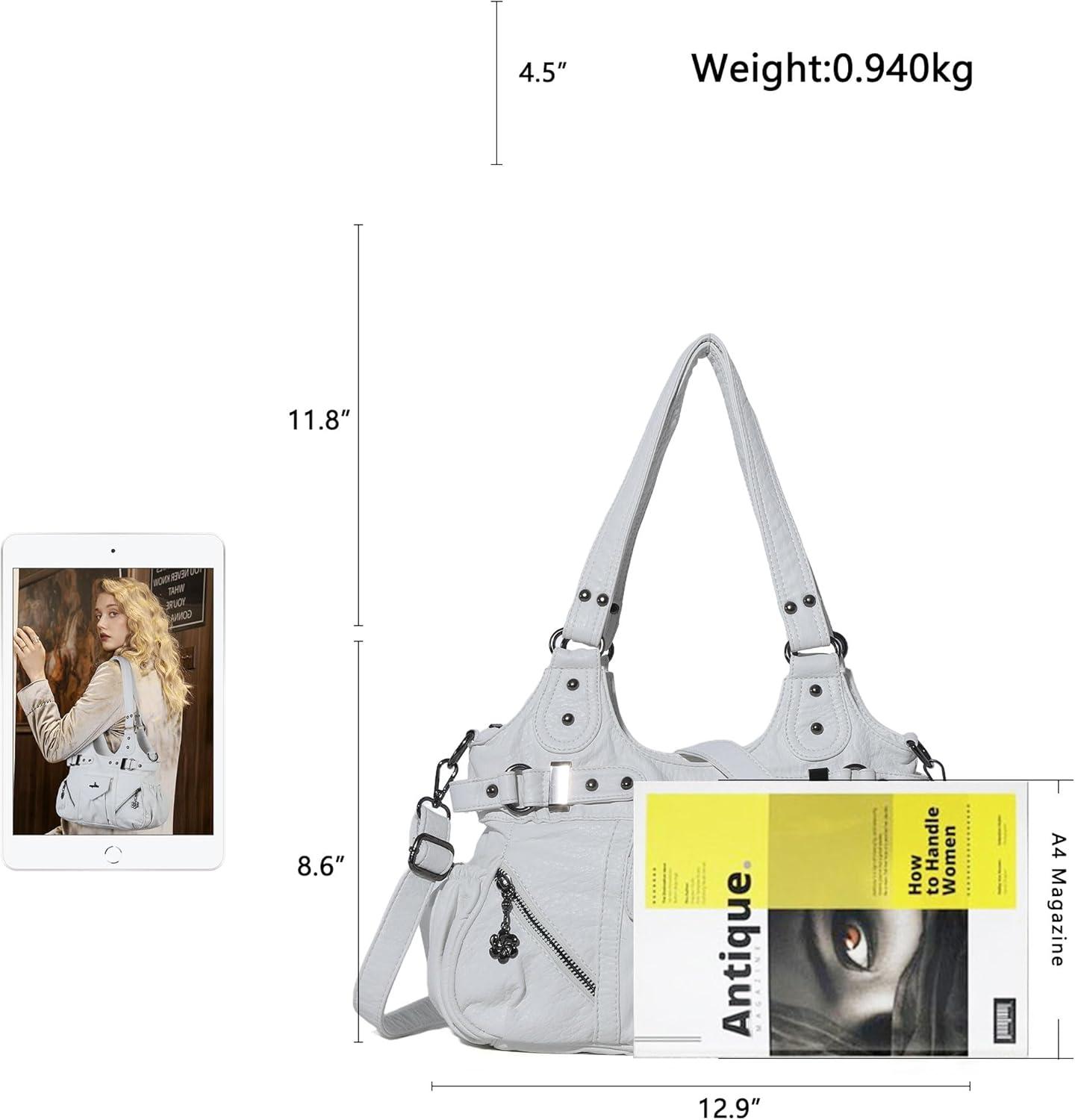 imageAngel Kiss Purses for Women Shoulder Bag Soft Hobo Bags for WomenWhite