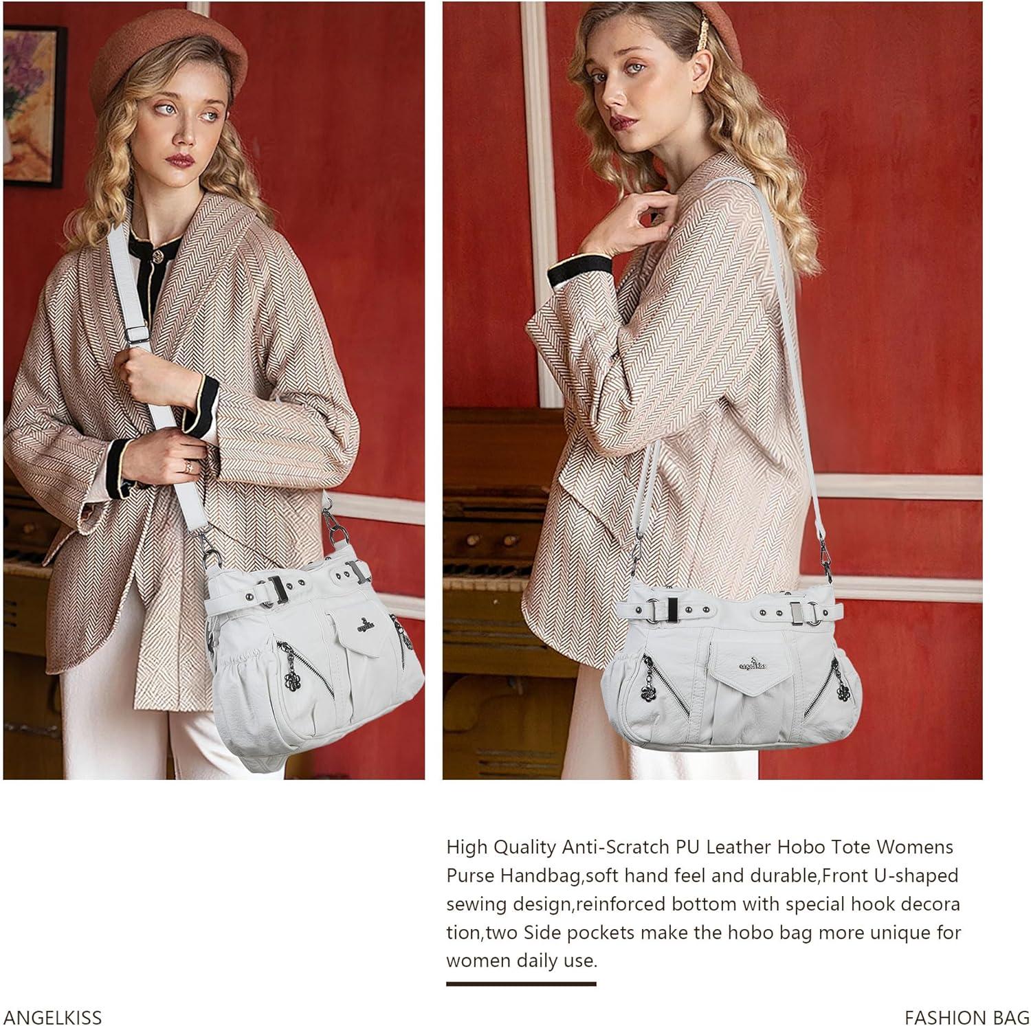 imageAngel Kiss Purses for Women Shoulder Bag Soft Hobo Bags for WomenWhite