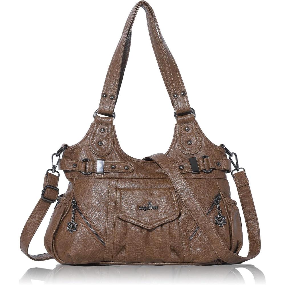 imageAngel Kiss Purses for Women Shoulder Bag Soft Hobo Bags for WomenBrown