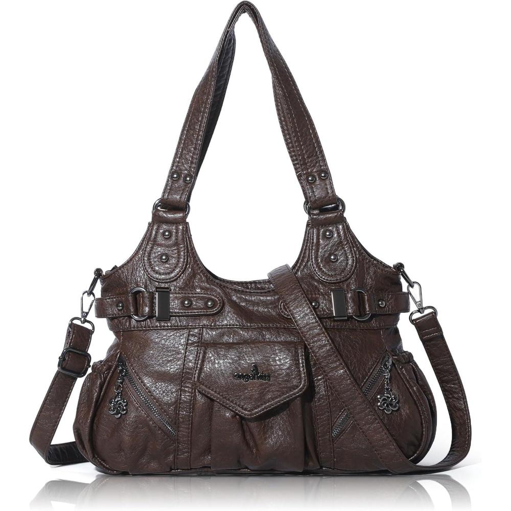 imageAngel Kiss Purses for Women Shoulder Bag Soft Hobo Bags for WomenCoffee