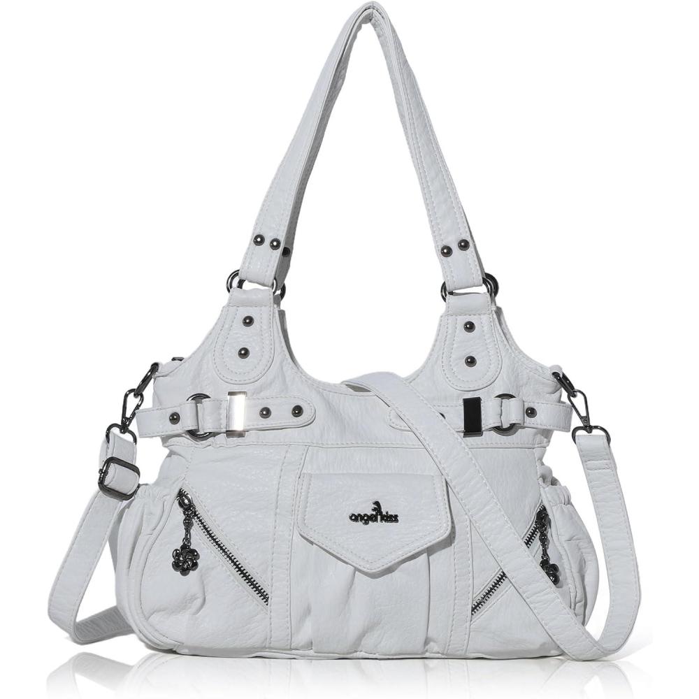 imageAngel Kiss Purses for Women Shoulder Bag Soft Hobo Bags for WomenWhite