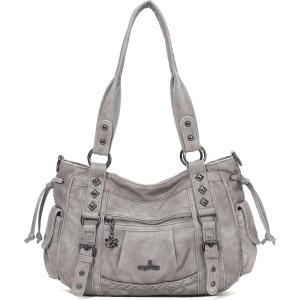 Angel Kiss Shoulder Bag For Women Multi Pocket Retro Hobo Handbags Satchel Tote Bag(Grey)