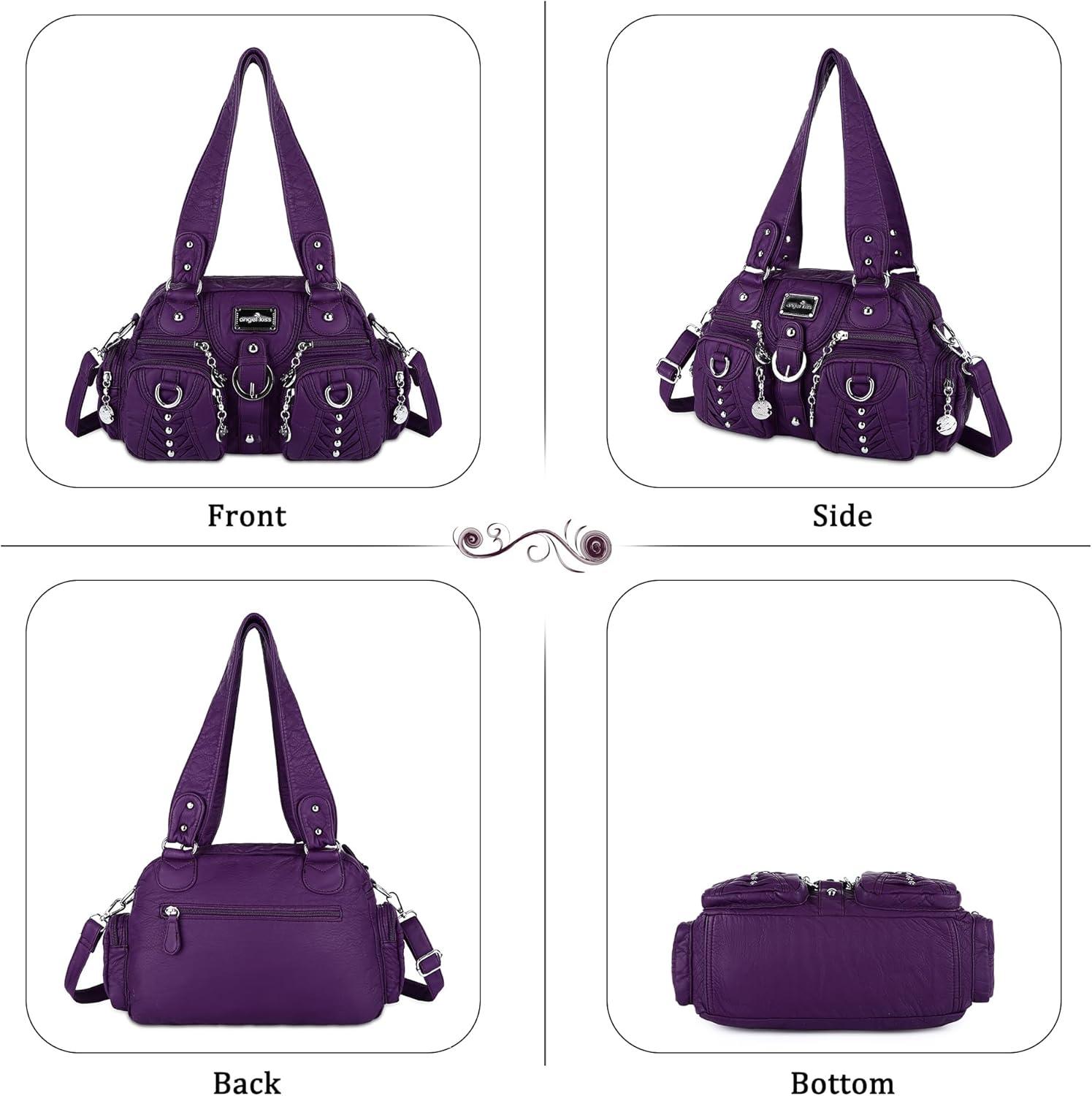 imageAngel Kiss Small Purse Handbag for Women Crossbody and Shoulder Bags Multipocket Soft Hobo Purses Adjustable Strap5purple
