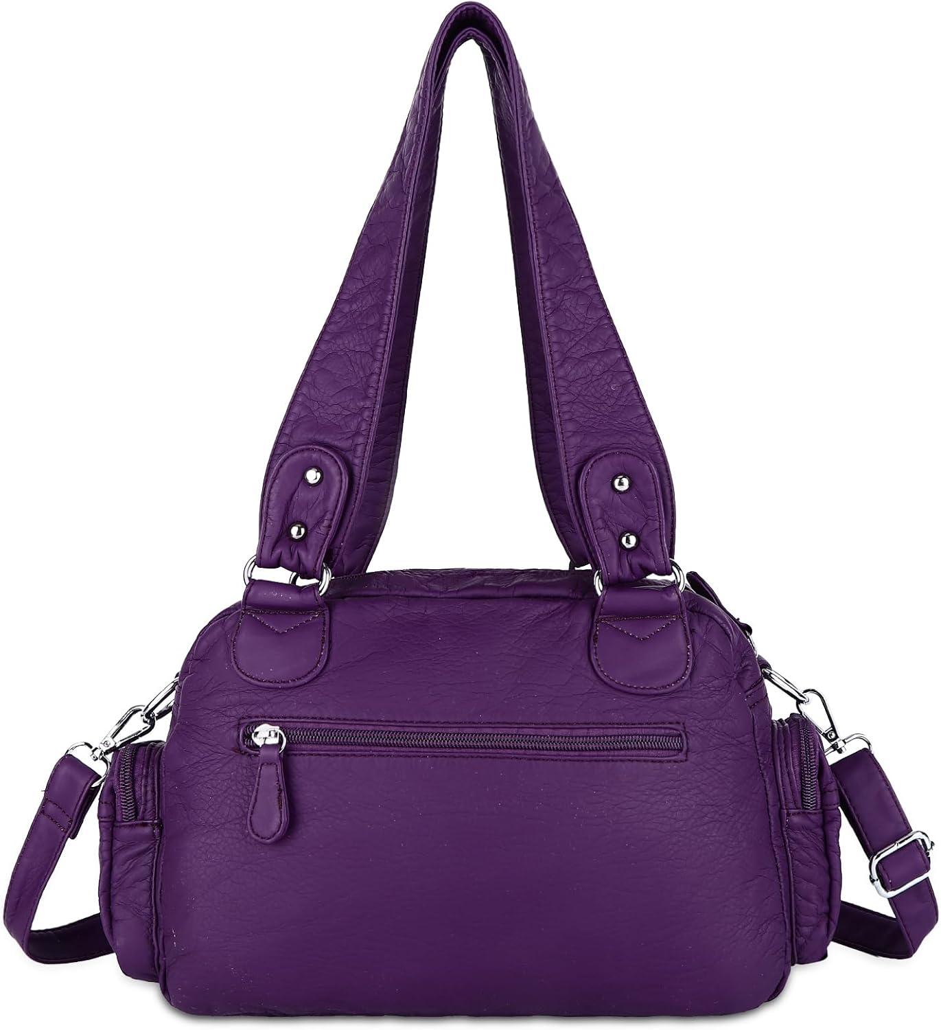 imageAngel Kiss Small Purse Handbag for Women Crossbody and Shoulder Bags Multipocket Soft Hobo Purses Adjustable Strap5purple