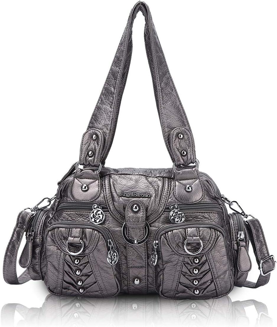 imageAngel Kiss Small Purse Handbag for Women Crossbody and Shoulder Bags Multipocket Soft Hobo Purses Adjustable StrapGrey