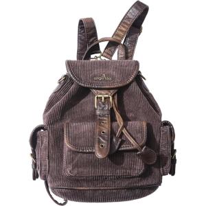 Angel Kiss Small Corduroy Backpack Purse for Women, 3-in-1 Convertible Shoulder Bag with Detachable Straps, Vintage Multi-Pocket Mini Daypack with Vegan Leather Trim for Travel & Everyday(Coffee)