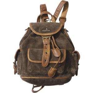 Angel Kiss Small Corduroy Backpack Purse for Women, 3-in-1 Convertible Shoulder Bag with Detachable Straps, Vintage Multi-Pocket Mini Daypack with Vegan Leather Trim for Travel & Everyday(Brown)