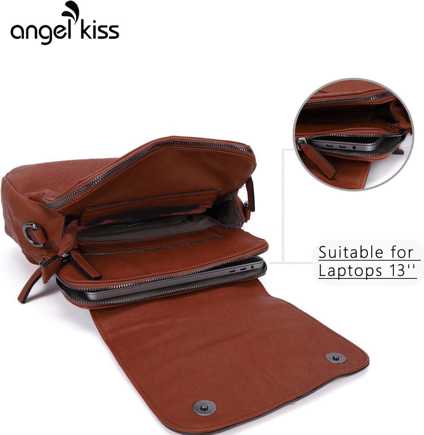 imageAngel Kiss Backpack Purse for Women Casual Fashion Vegan Leather Shoulder Bag Ladies Zipper Magnetic Flap Backpack Purse Casual Fashion Ladies Zipper