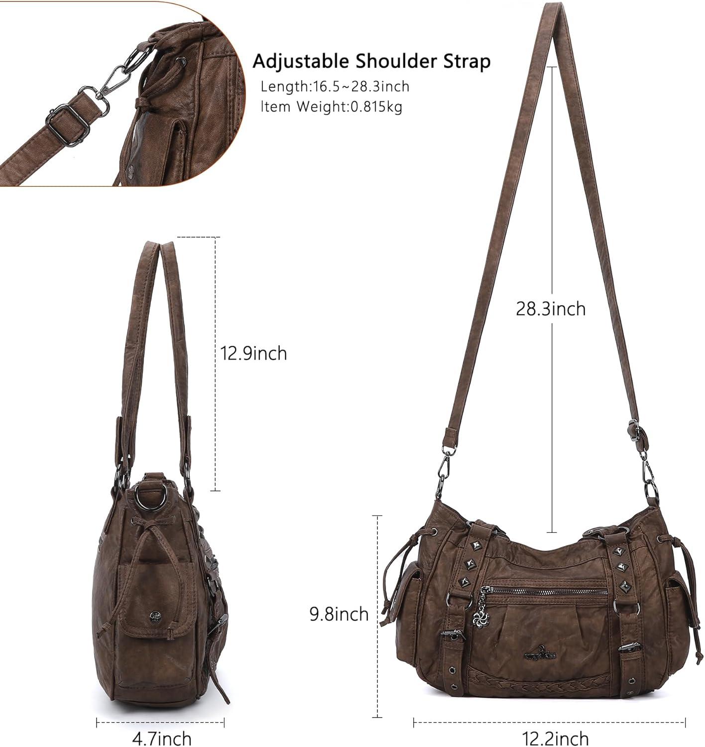 imageAngel Kiss Shoulder Bag For Women Multi Pocket Retro Hobo Handbags Satchel Tote BagCoffee 1
