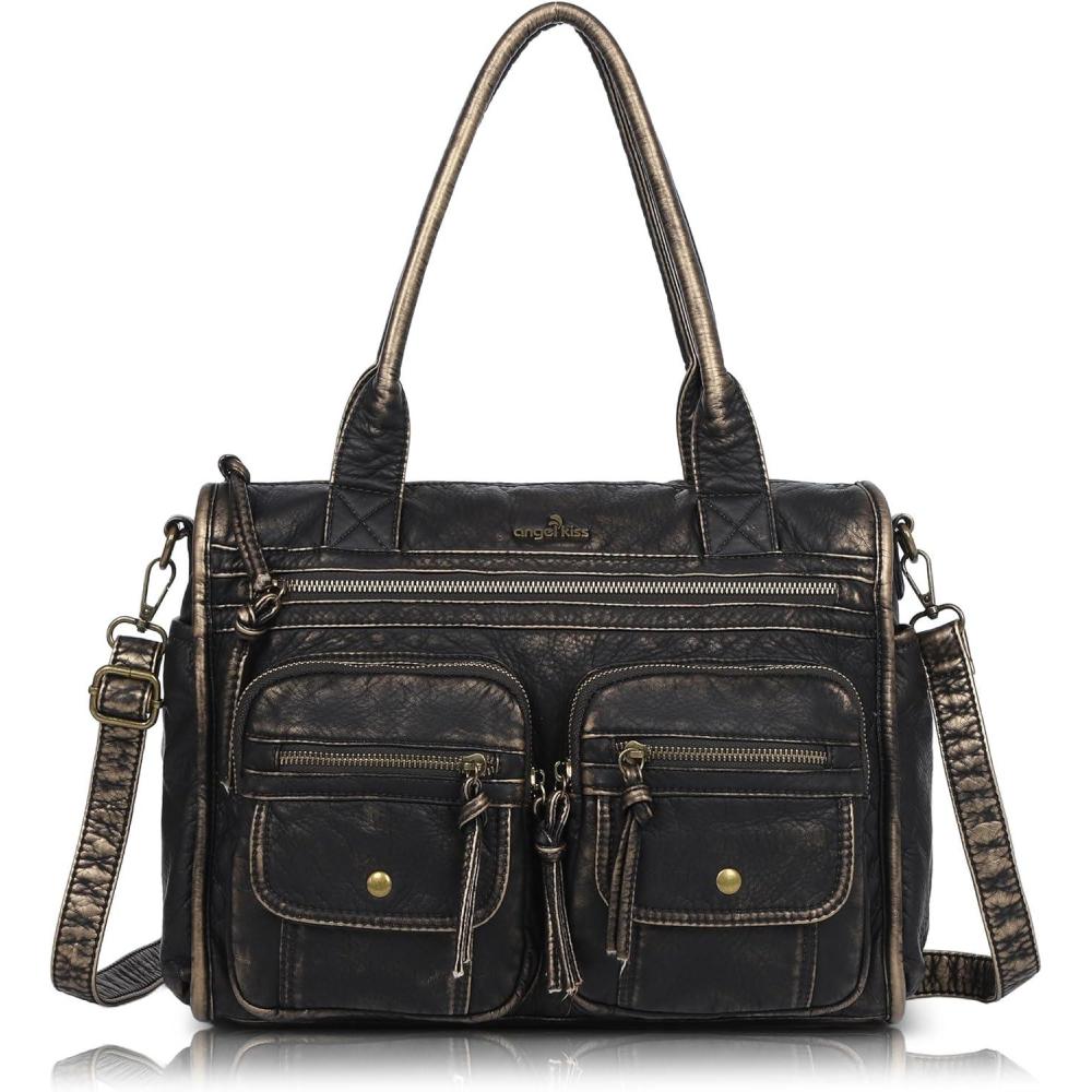 imageAngel Kiss Purses and Handbag for Women Soft Leather Hobo Bags Satchel Shoulder Bags Ladies Tote Crossbody BagBronze