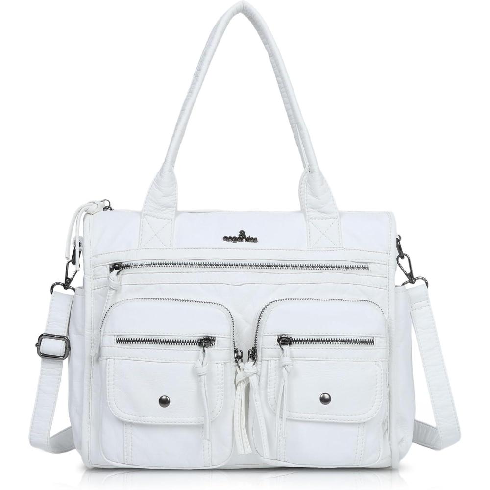 imageAngel Kiss Purses and Handbag for Women Soft Leather Hobo Bags Satchel Shoulder Bags Ladies Tote Crossbody BagWhite