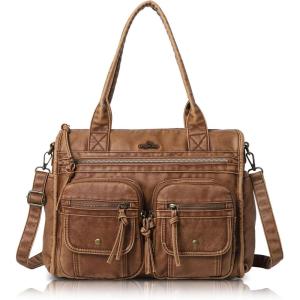 Angel Kiss Purses and Handbag for Women Soft Leather Hobo Bags Satchel Shoulder Bags Ladies Tote Crossbody Bag(Brown)