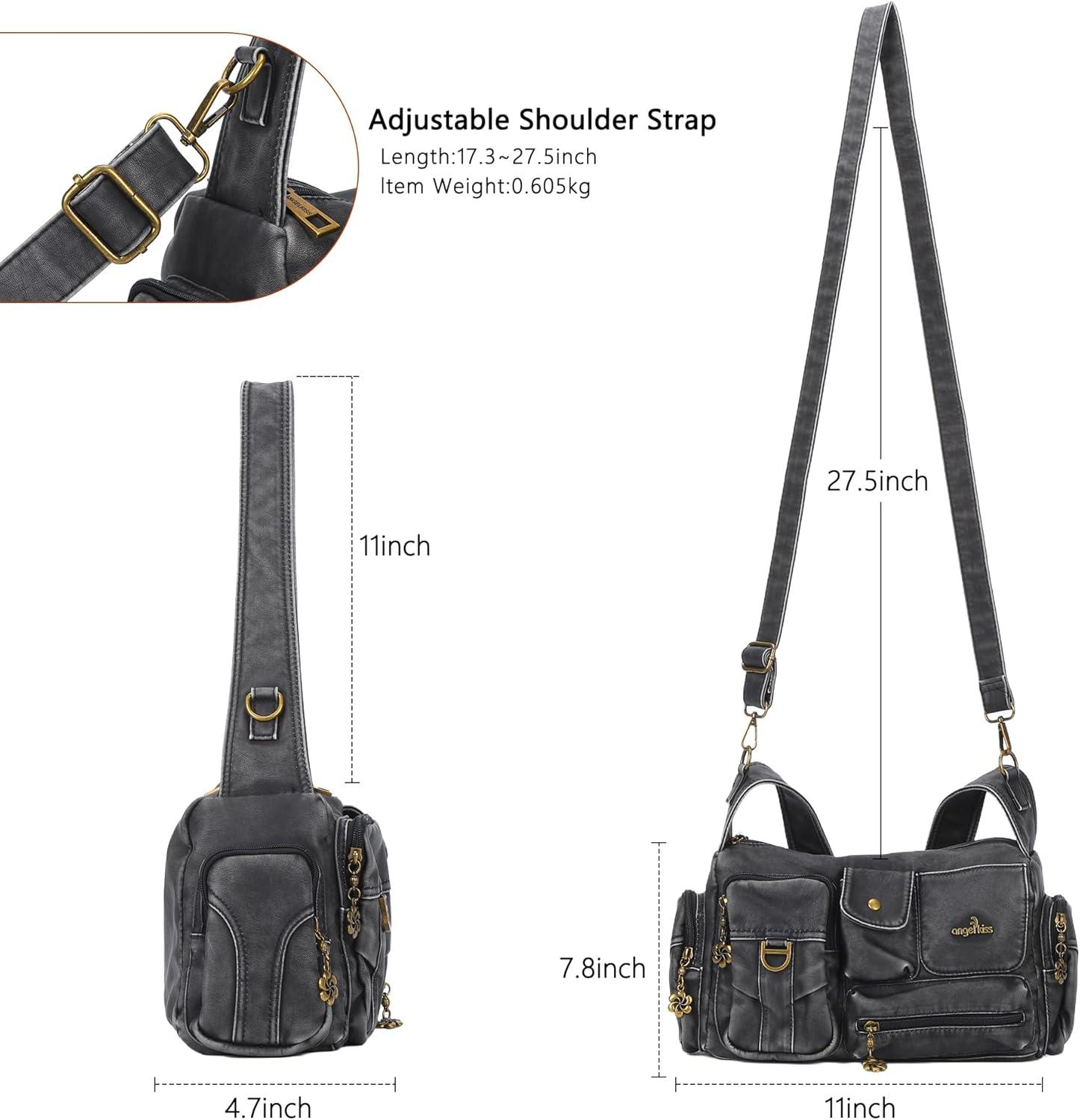 imageAngel Kiss Hobo Bags for WomenVintage Shoulder Purses for WomenSmall Crossbody Handbag with Adjustable StrapRetro Black
