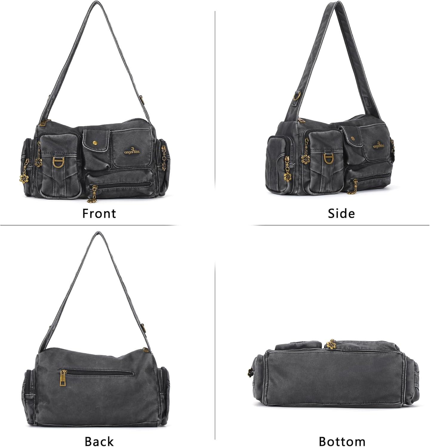 imageAngel Kiss Hobo Bags for WomenVintage Shoulder Purses for WomenSmall Crossbody Handbag with Adjustable StrapRetro Black