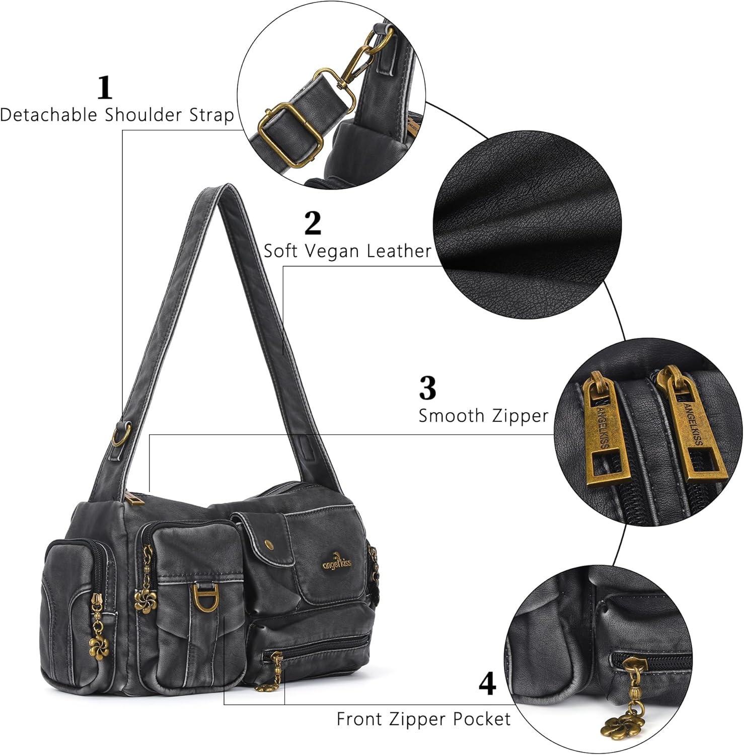 imageAngel Kiss Hobo Bags for WomenVintage Shoulder Purses for WomenSmall Crossbody Handbag with Adjustable StrapRetro Black