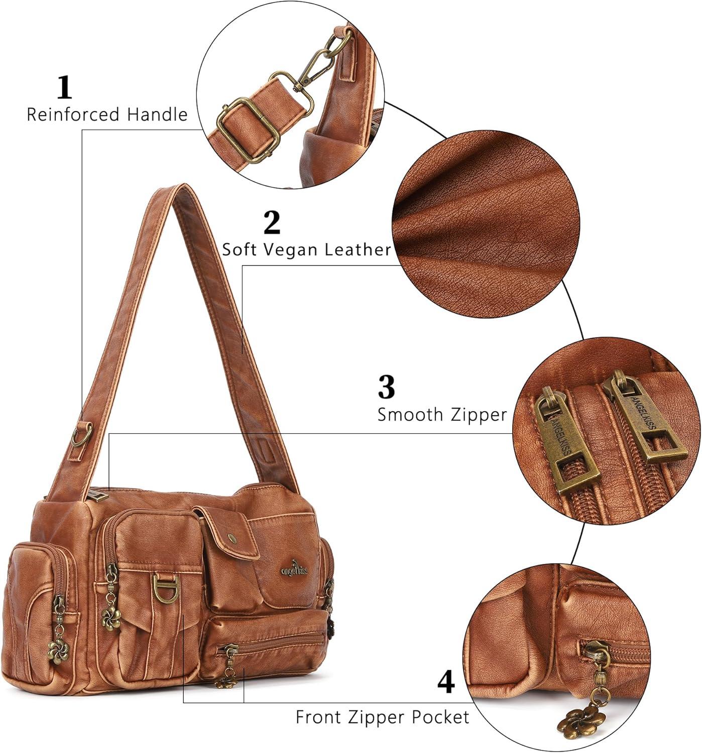 imageAngel Kiss Hobo Bags for WomenVintage Shoulder Purses for WomenSmall Crossbody Handbag with Adjustable StrapRetro Brown