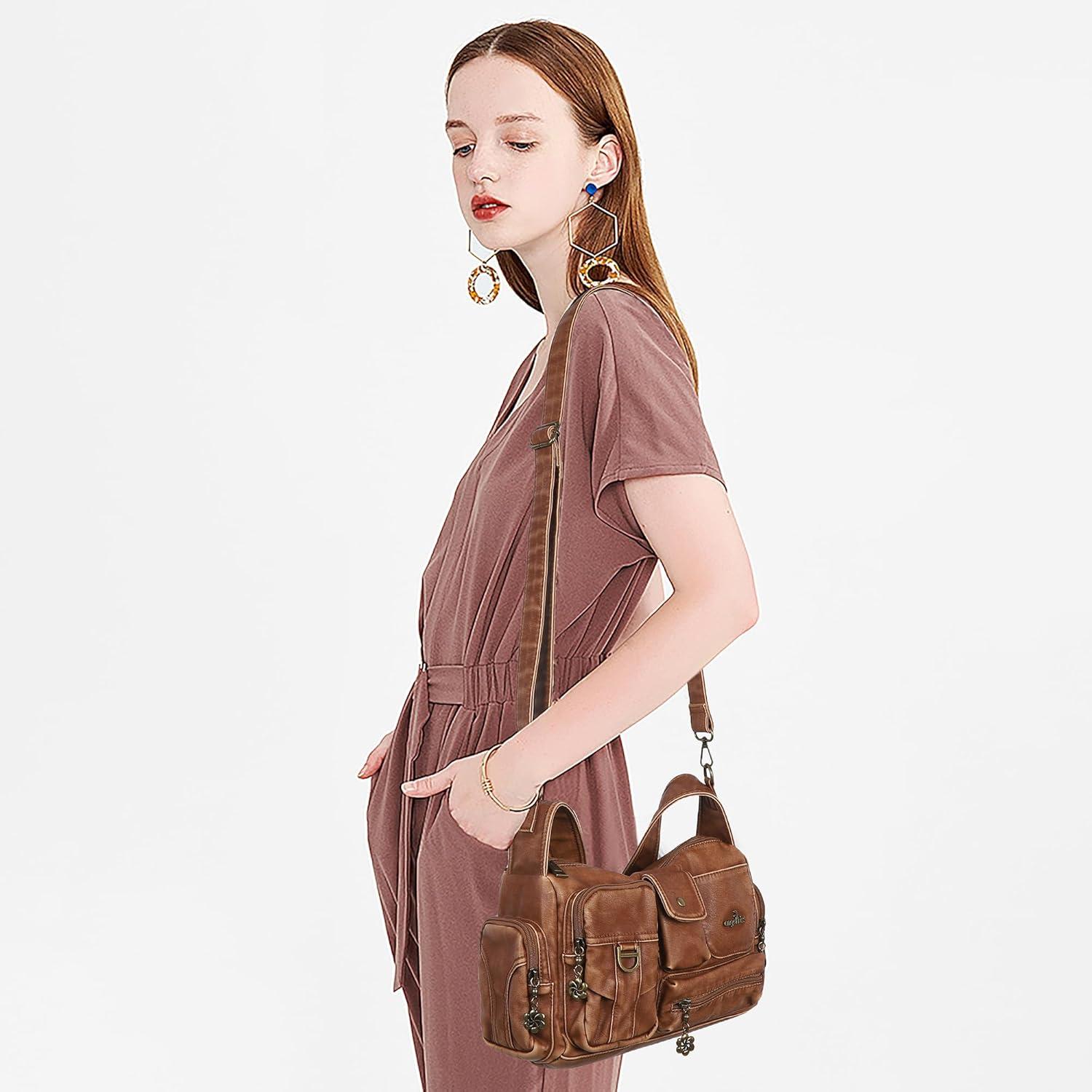 imageAngel Kiss Hobo Bags for WomenVintage Shoulder Purses for WomenSmall Crossbody Handbag with Adjustable StrapRetro Brown