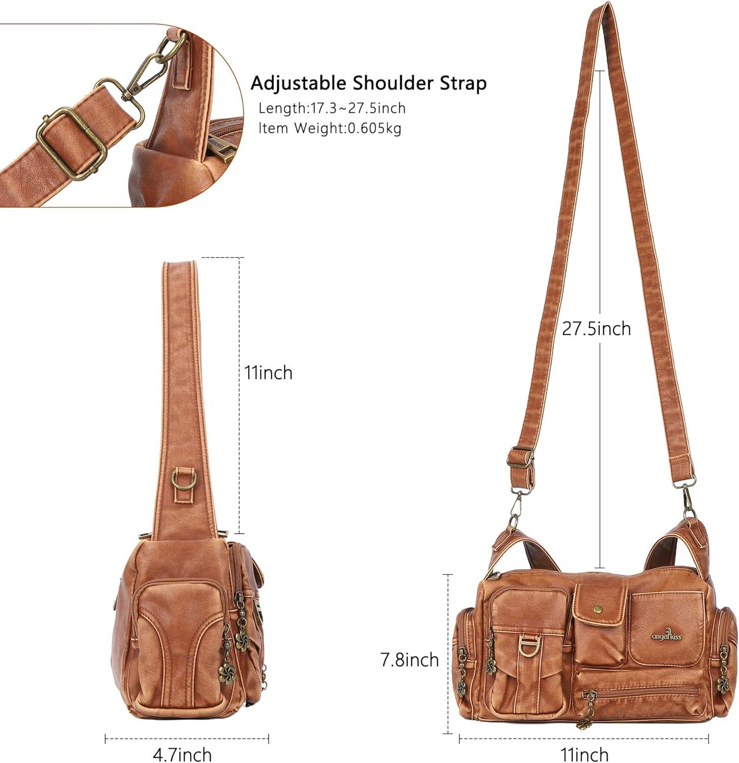 imageAngel Kiss Hobo Bags for WomenVintage Shoulder Purses for WomenSmall Crossbody Handbag with Adjustable StrapRetro Brown