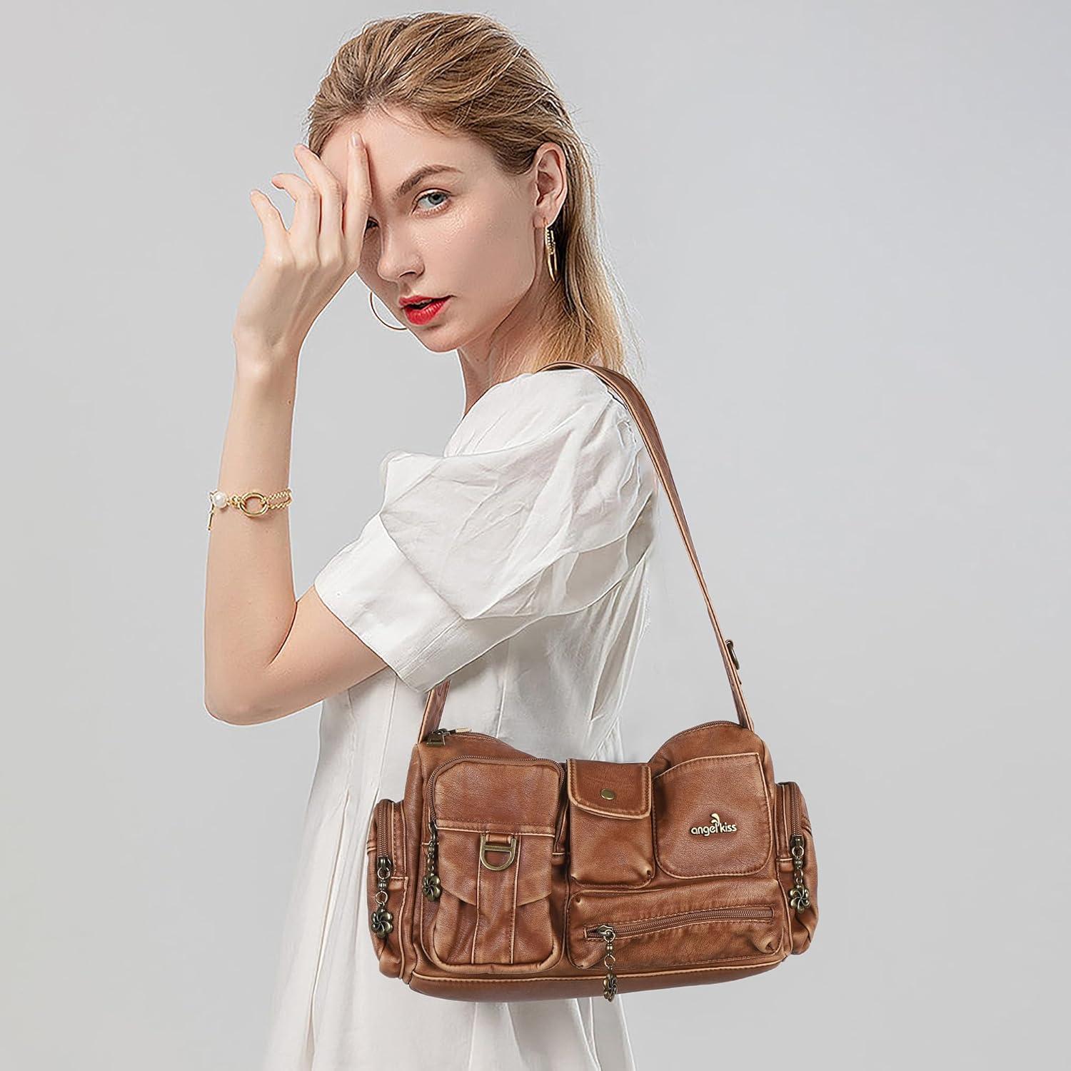 imageAngel Kiss Hobo Bags for WomenVintage Shoulder Purses for WomenSmall Crossbody Handbag with Adjustable StrapRetro Brown