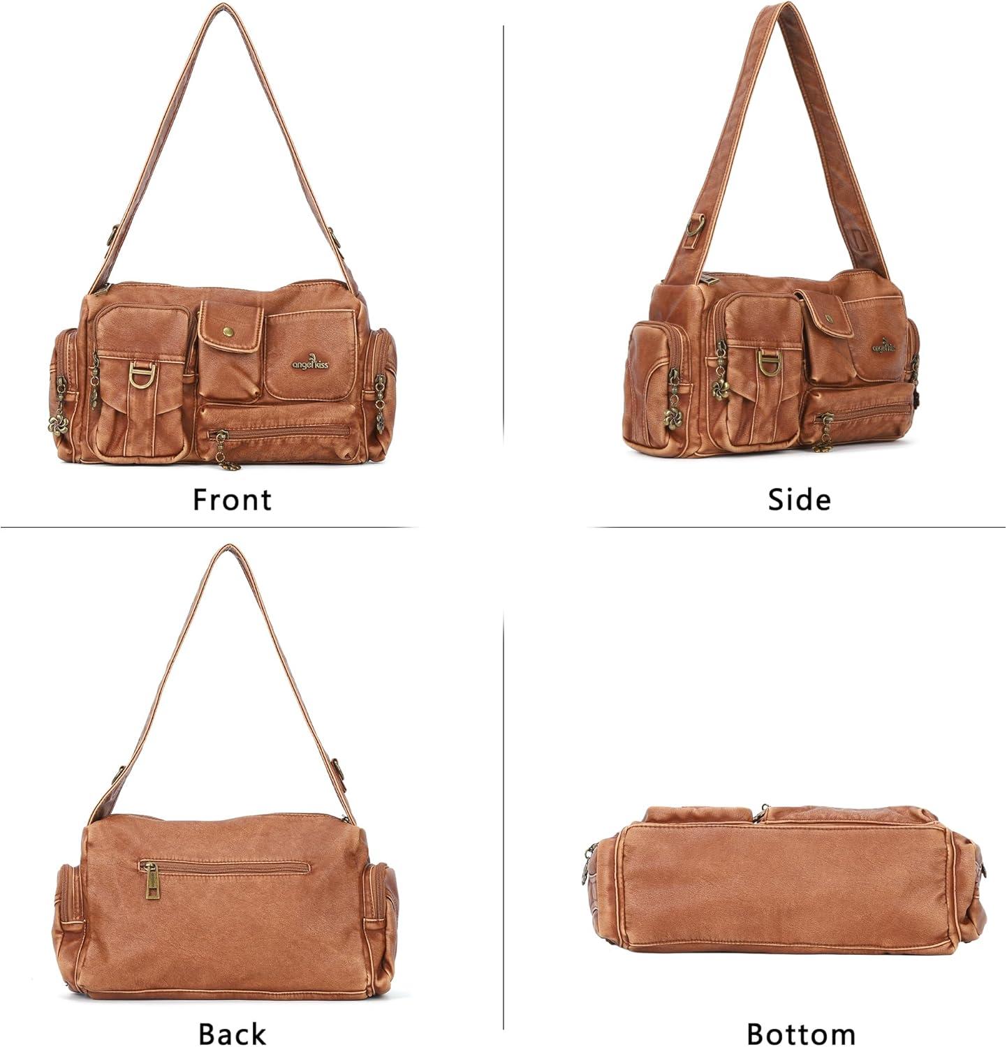 imageAngel Kiss Hobo Bags for WomenVintage Shoulder Purses for WomenSmall Crossbody Handbag with Adjustable StrapRetro Brown