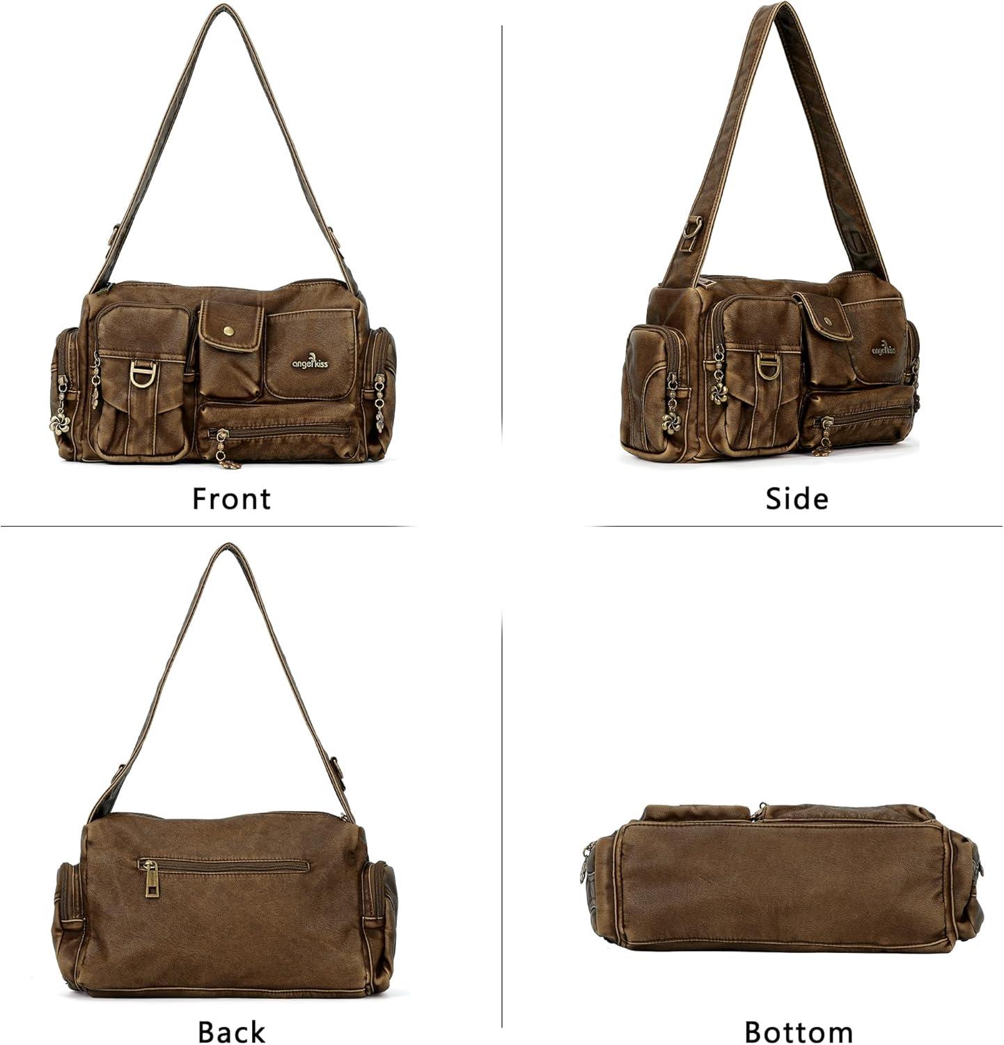imageAngel Kiss Hobo Bags for WomenVintage Shoulder Purses for WomenSmall Crossbody Handbag with Adjustable StrapRetro Dark Brown