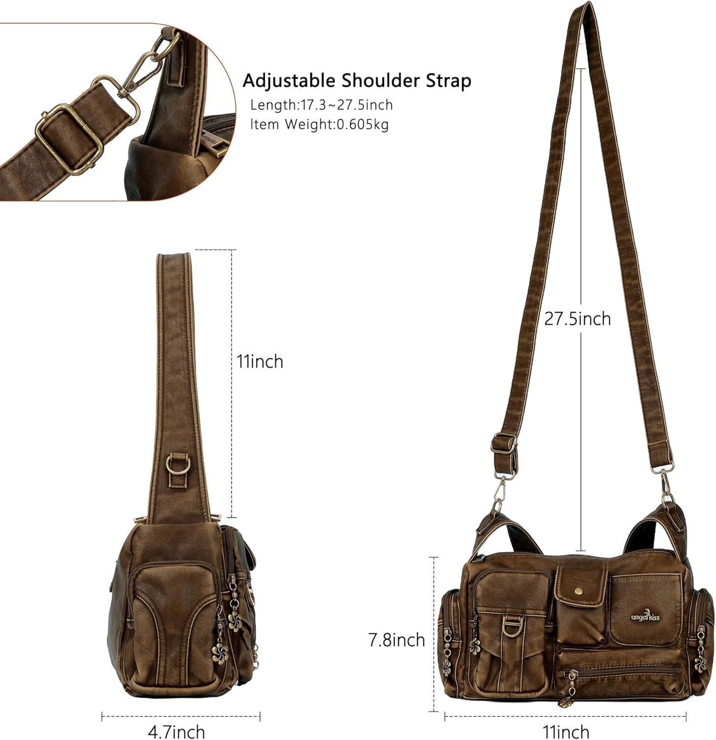 imageAngel Kiss Hobo Bags for WomenVintage Shoulder Purses for WomenSmall Crossbody Handbag with Adjustable StrapRetro Dark Brown
