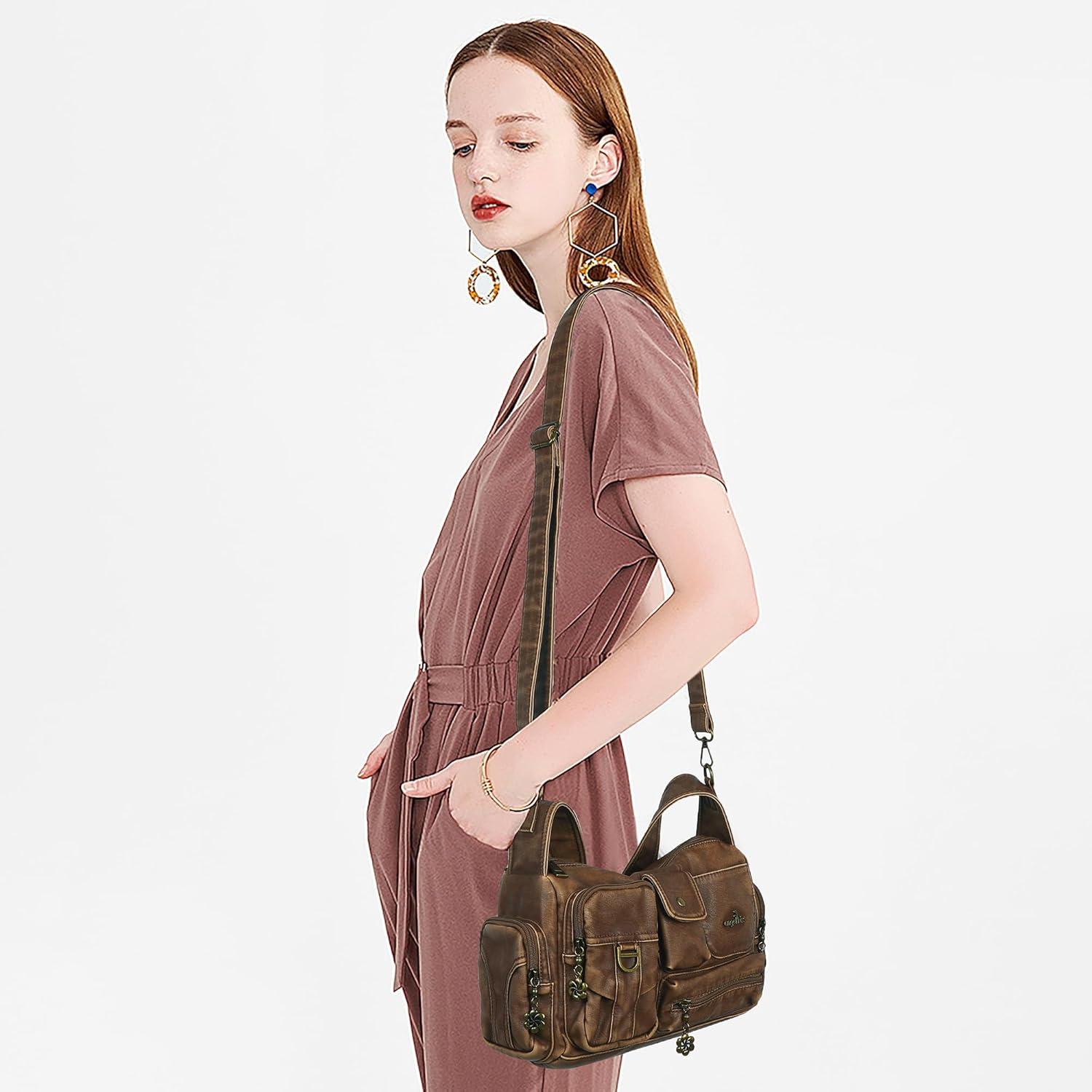 imageAngel Kiss Hobo Bags for WomenVintage Shoulder Purses for WomenSmall Crossbody Handbag with Adjustable StrapRetro Dark Brown