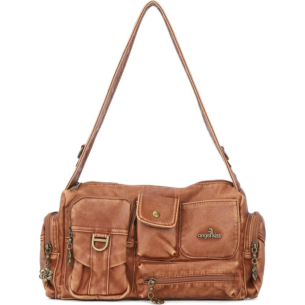 imageAngel Kiss Hobo Bags for WomenVintage Shoulder Purses for WomenSmall Crossbody Handbag with Adjustable StrapRetro Brown