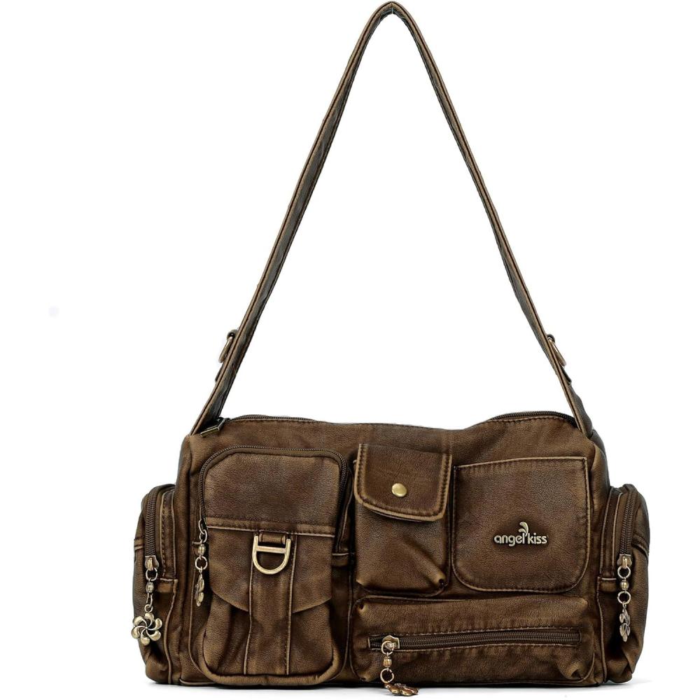imageAngel Kiss Hobo Bags for WomenVintage Shoulder Purses for WomenSmall Crossbody Handbag with Adjustable StrapRetro Dark Brown