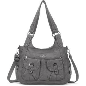 Angel Kiss Purses for Women Hobo Bags Fashion Shoulder Bag Ladies Leather Handbags Roomy Tote Bag Purse with Crossbody Strap(Grey)