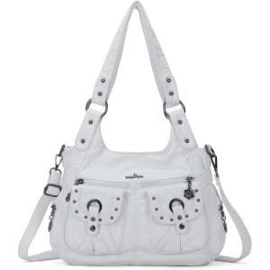 Angel Kiss Purses for Women Hobo Bags Fashion Shoulder Bag Ladies Leather Handbags Roomy Tote Bag Purse with Crossbody Strap(White)