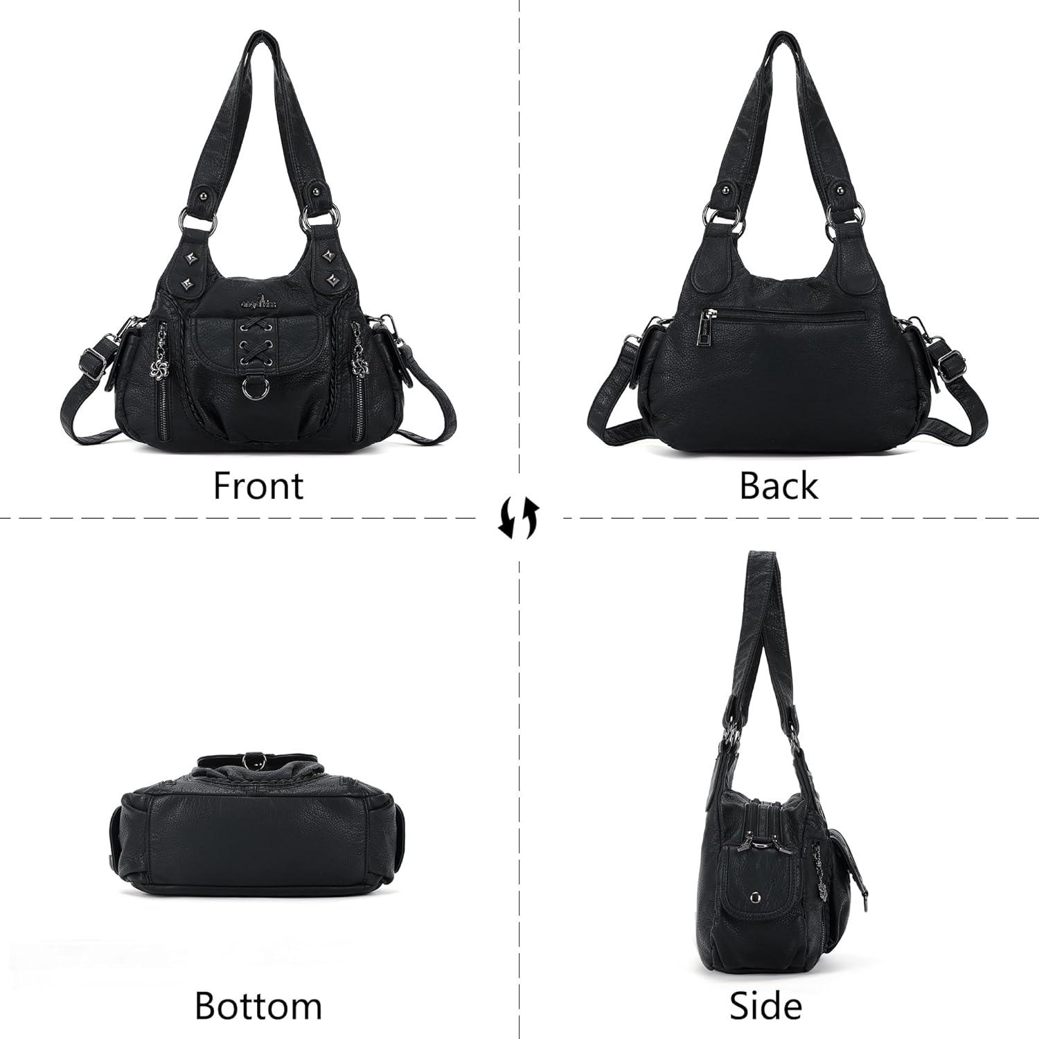 imageAngel Kiss Small Purses for Women Hobo Shoulder Bags Y2K Vegan Leather MultiPocket Handbags Designer Crossbody Tote BagBlack