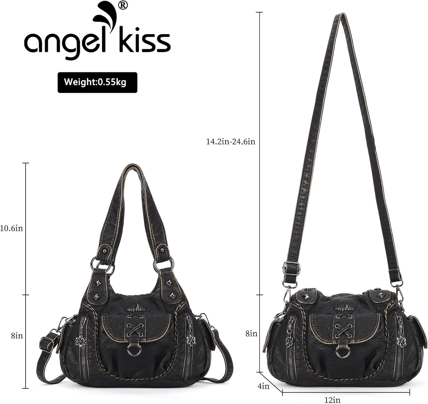 imageAngel Kiss Small Purses for Women Hobo Shoulder Bags Y2K Vegan Leather MultiPocket Handbags Designer Crossbody Tote BagBronze