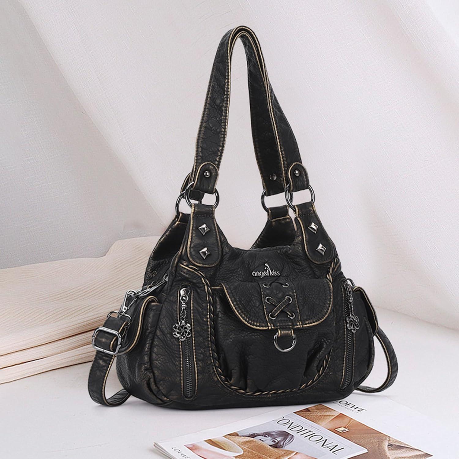 imageAngel Kiss Small Purses for Women Hobo Shoulder Bags Y2K Vegan Leather MultiPocket Handbags Designer Crossbody Tote BagBronze