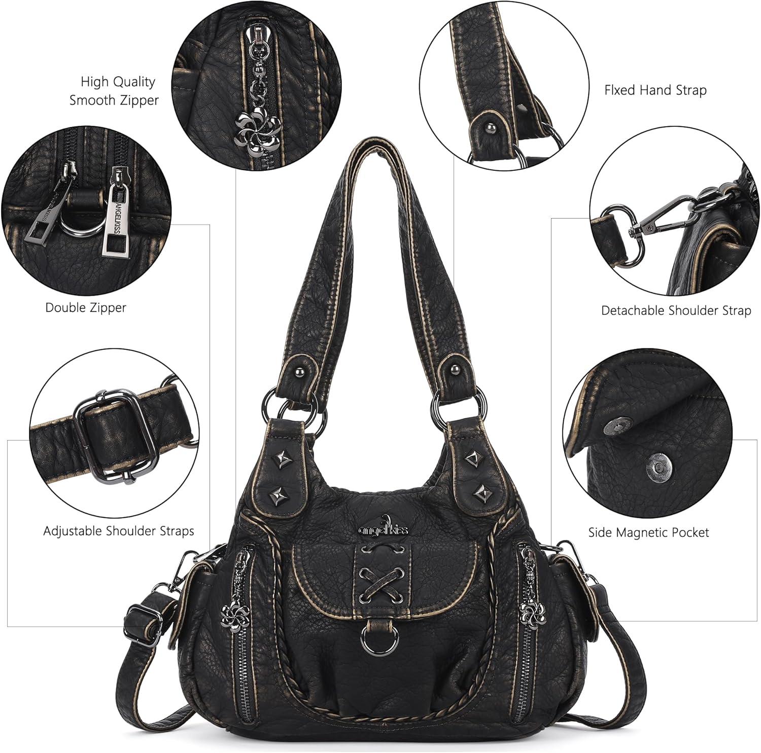 imageAngel Kiss Small Purses for Women Hobo Shoulder Bags Y2K Vegan Leather MultiPocket Handbags Designer Crossbody Tote BagBronze